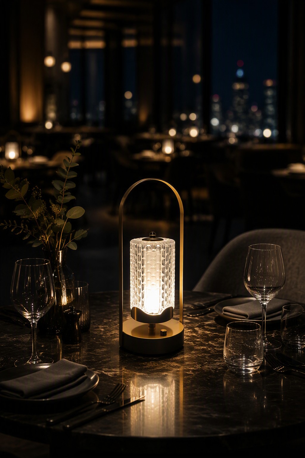 Factory Direct Crystal Textured Portable Rechargeable LED Ambient Lamp with Arch Handle - ST Series – Modern Minimalist Table Lamps (view 4)