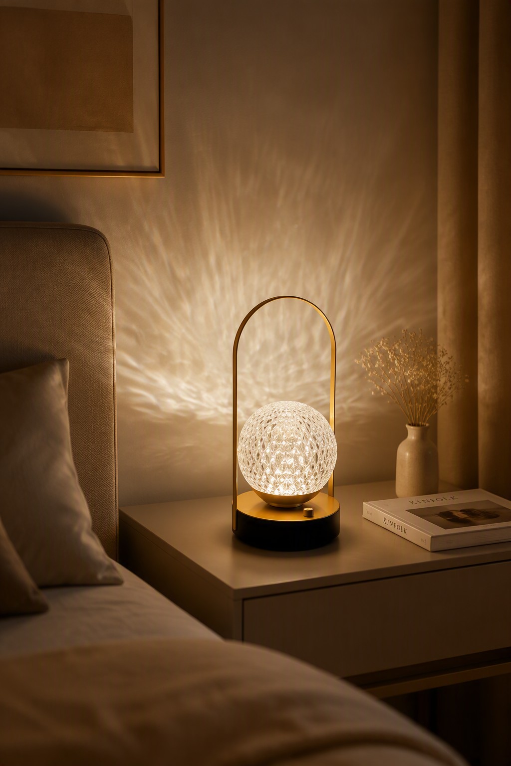 Professional ST Series Portable Rechargeable LED Crystal Ambient Lamp with Arch Handle - 8 Geometric Styles – Modern Minimalist Table Lamps (view 2)