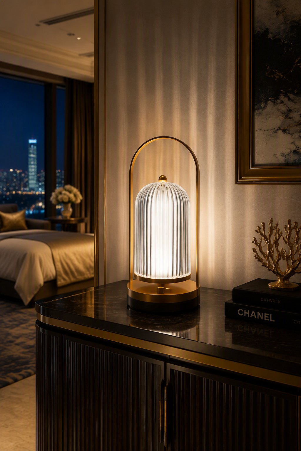 Professional ST Series Portable Rechargeable LED Crystal Ambient Lamp with Arch Handle - 8 Geometric Styles – Modern Minimalist Table Lamps (view 3)