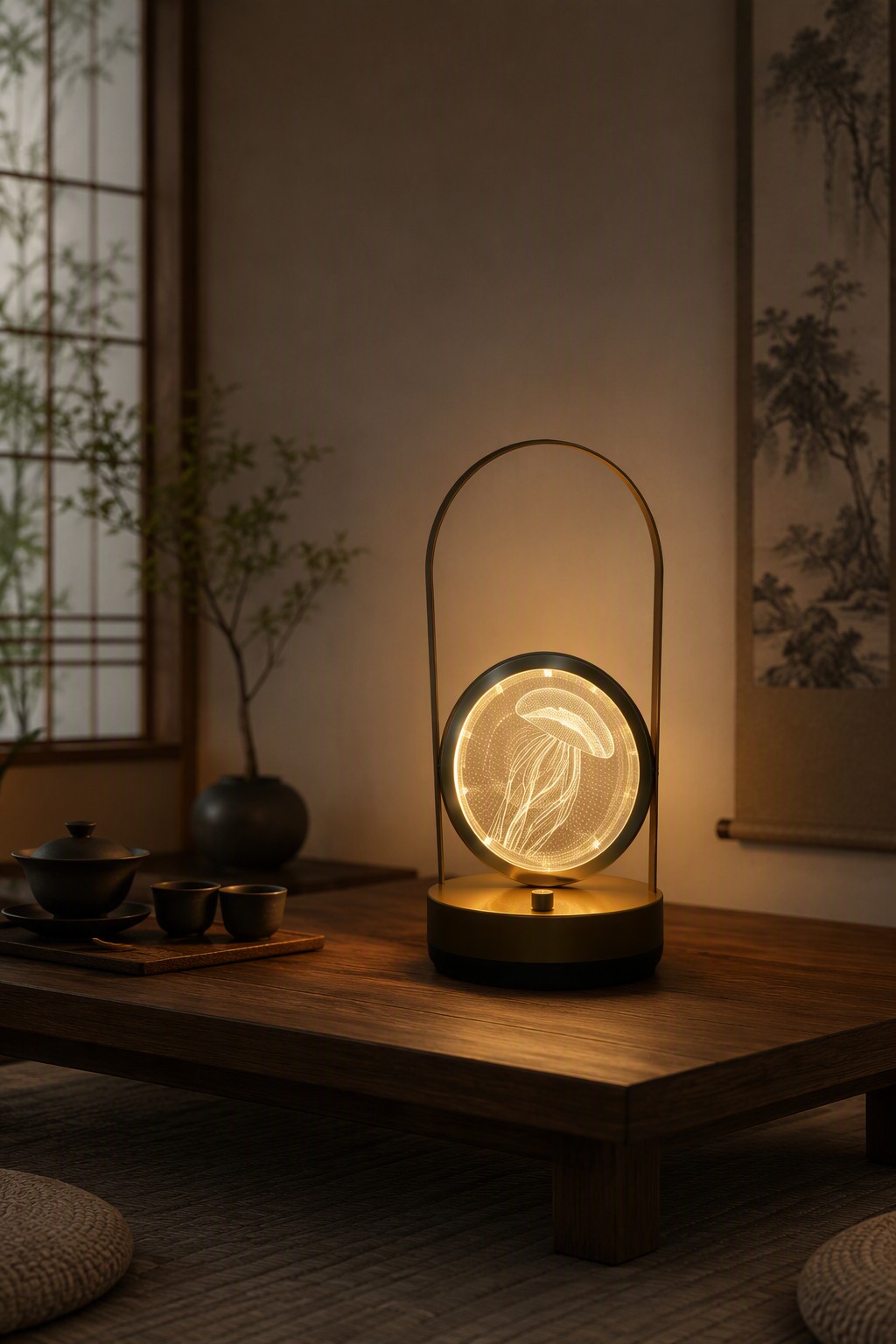 Professional ST Series Portable Rechargeable LED Crystal Ambient Lamp with Arch Handle - 8 Geometric Styles – Modern Minimalist Table Lamps (view 7)