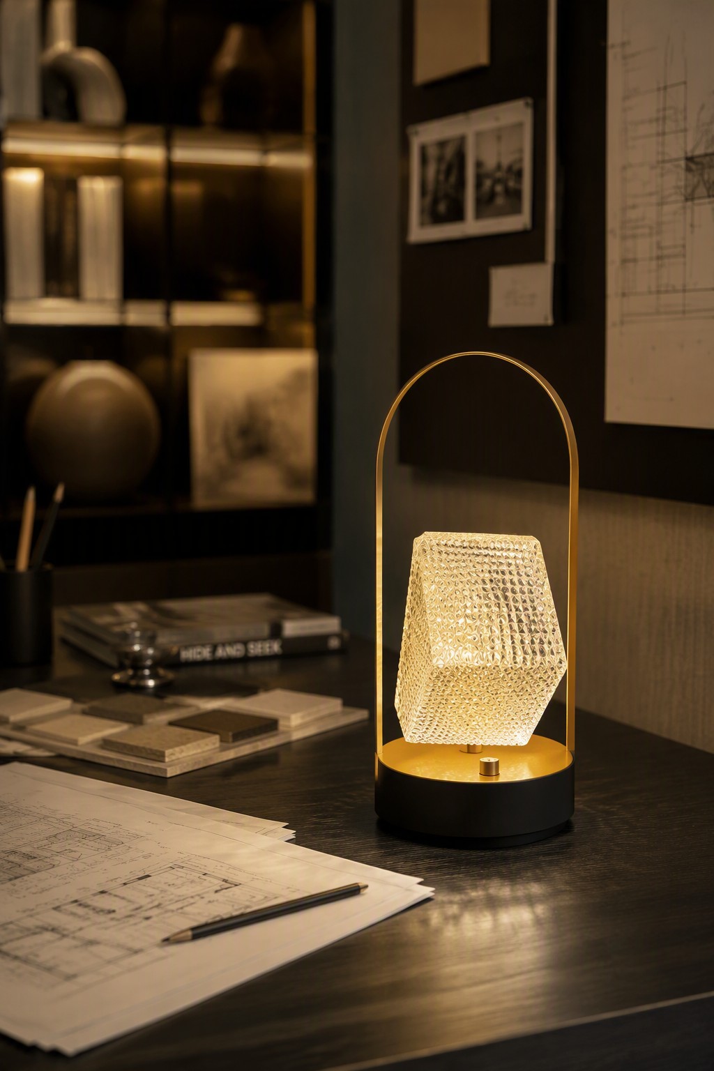 Professional ST Series Portable Rechargeable LED Crystal Ambient Lamp with Arch Handle - 8 Geometric Styles – Modern Minimalist Table Lamps (view 9)