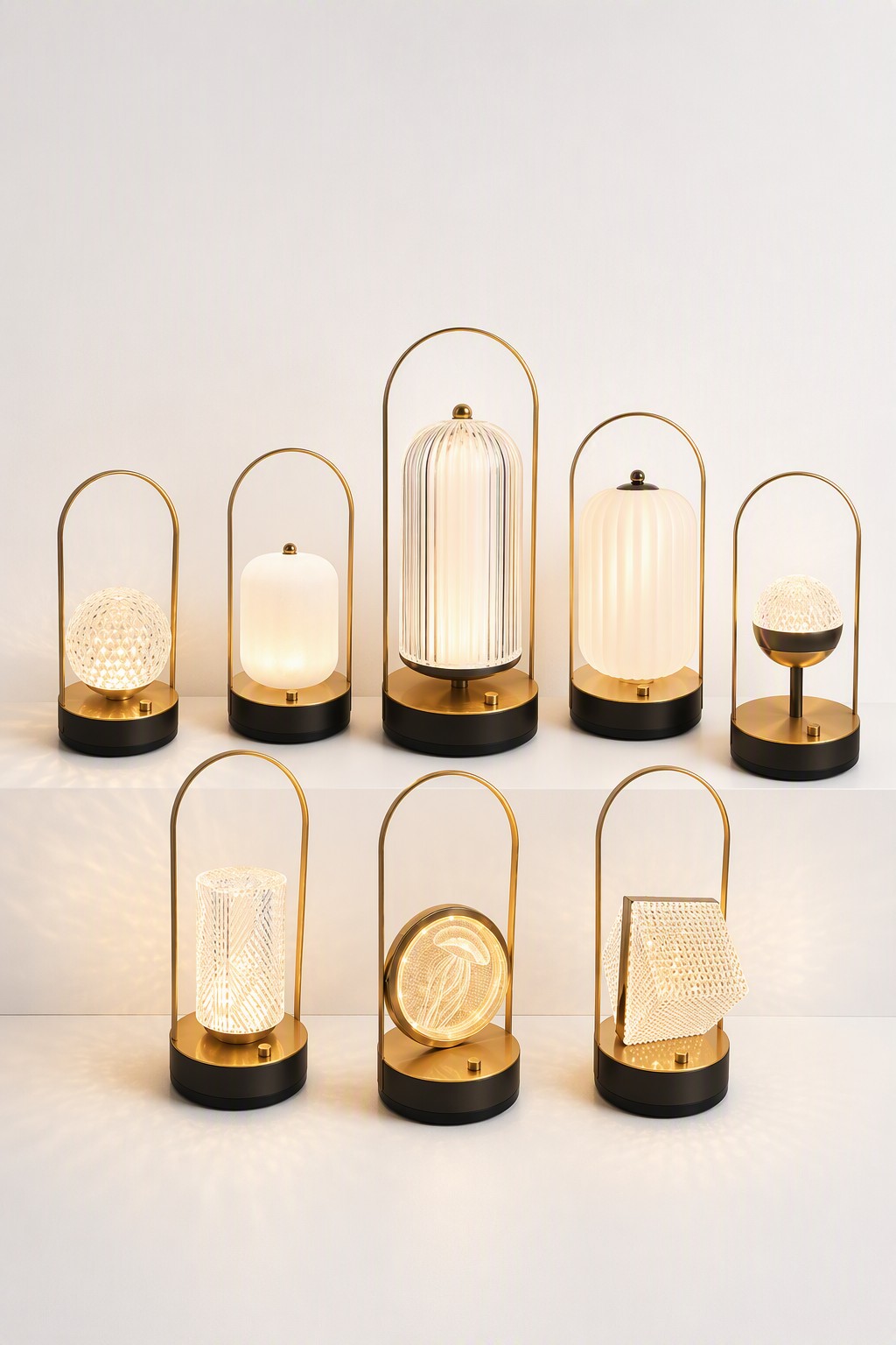 Professional ST Series Portable Rechargeable LED Crystal Ambient Lamp with Arch Handle - 8 Geometric Styles – Modern Minimalist Table Lamps (view 10)