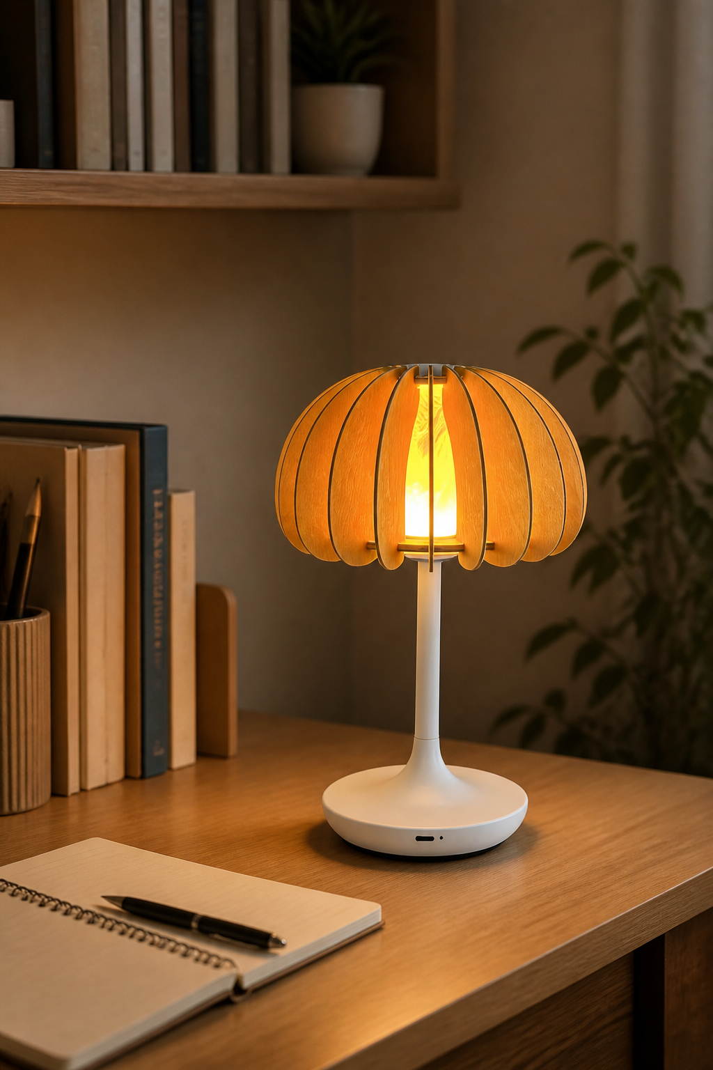 Factory Direct Wooden Pumpkin LED Rechargeable Table Lamp for Home, Restaurant and Camping Use – Decorative Table Lamps