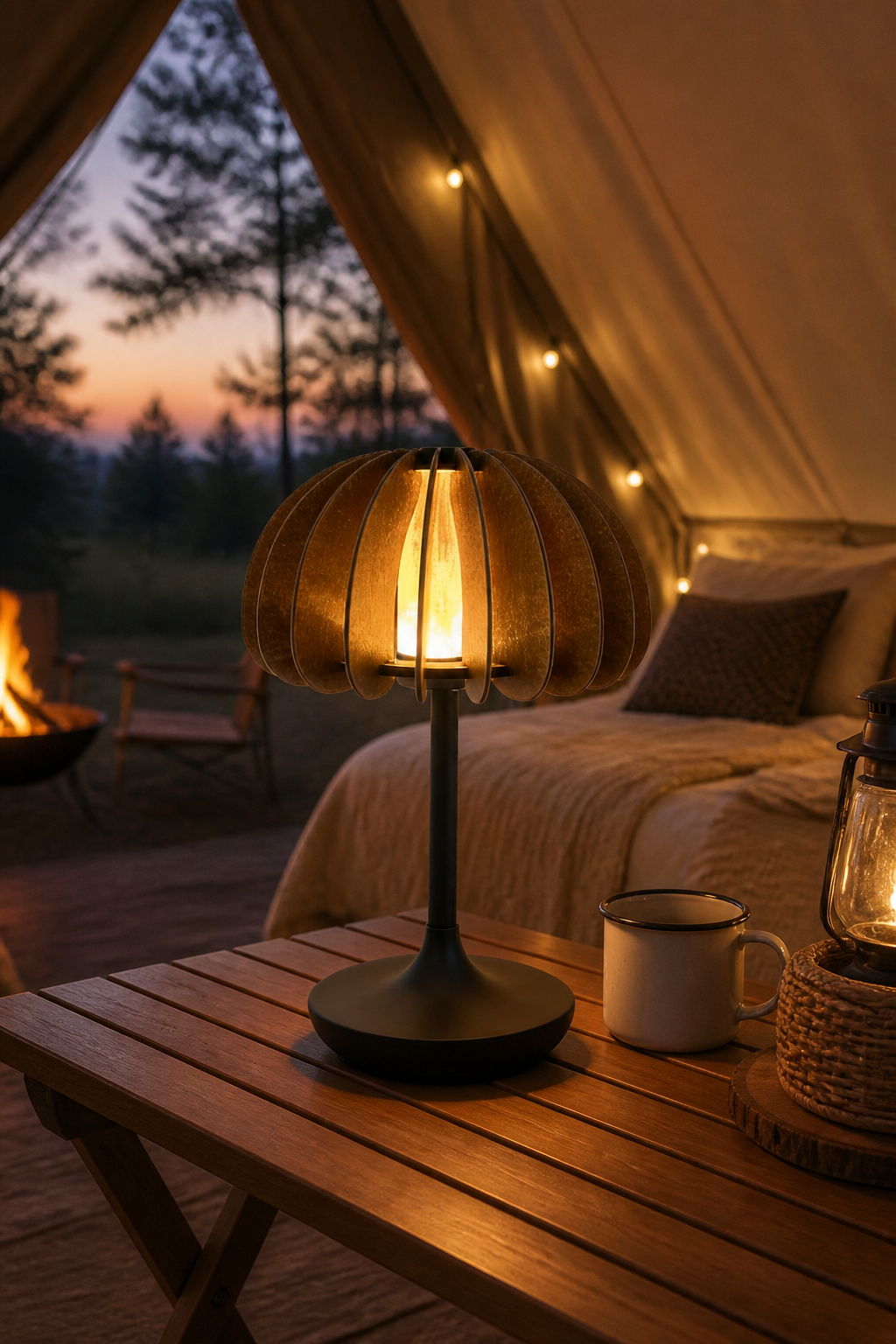 Factory Direct Wooden Pumpkin LED Rechargeable Table Lamp for Home, Restaurant and Camping Use – Decorative Table Lamps (view 2)