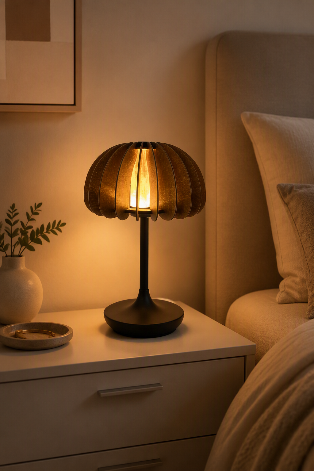 Factory Direct Wooden Pumpkin LED Rechargeable Table Lamp for Home, Restaurant and Camping Use – Decorative Table Lamps (view 3)