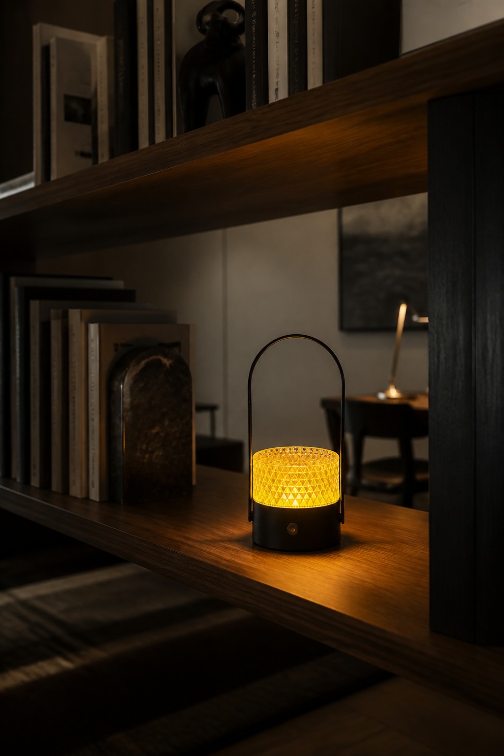 Factory Direct Crystal Textured Portable Rechargeable LED Table Lamp with 3-Color CCT & Arch Handle – Rechargeable Table Lamps (view 4)