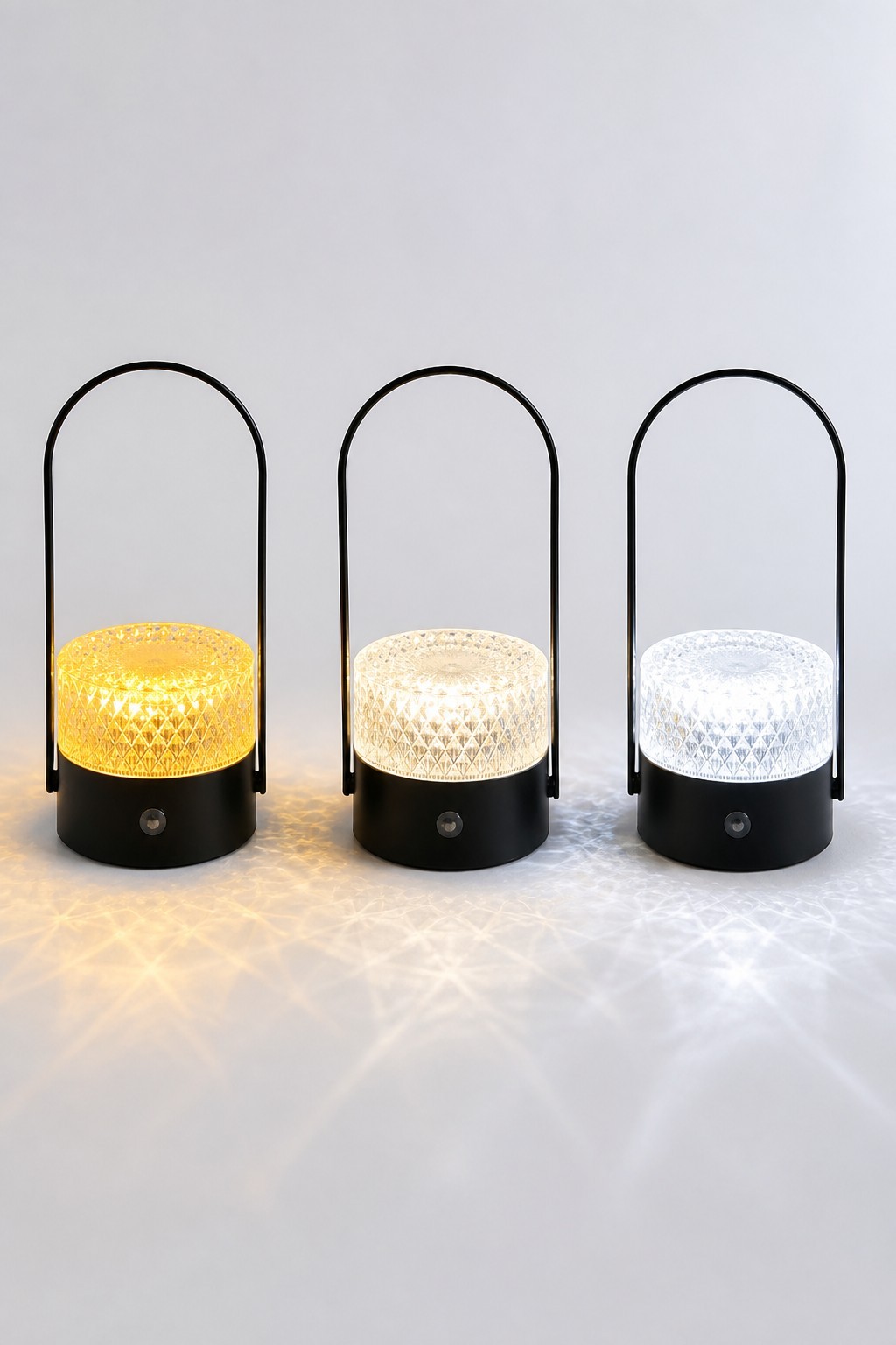 Factory Direct Crystal Textured Portable Rechargeable LED Table Lamp with 3-Color CCT & Arch Handle – Rechargeable Table Lamps (view 5)