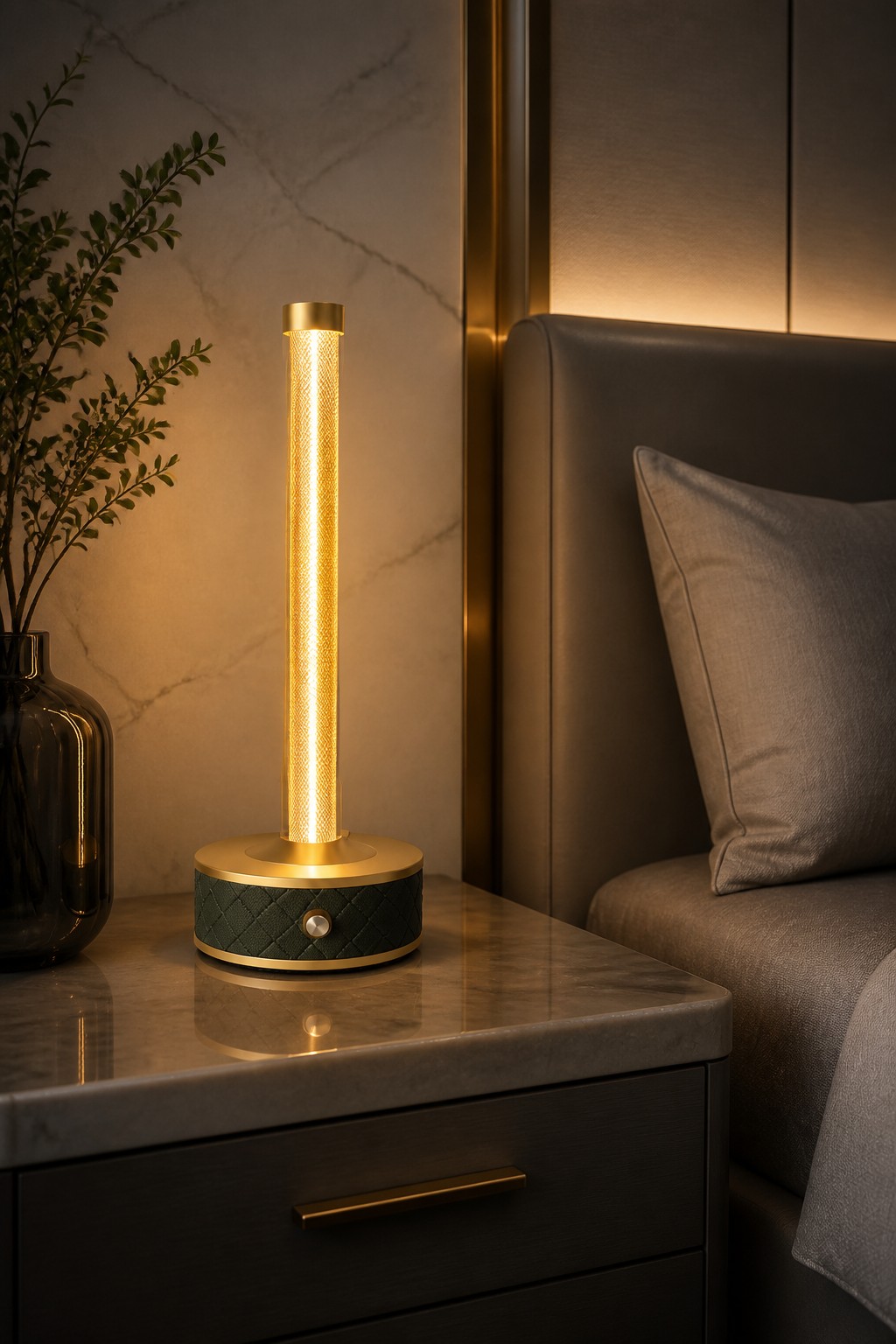 Factory Direct Professional Braided Leather Rechargeable LED Table Lamp with 2700K Dimmable Light – Modern Minimalist Table Lamps (view 2)