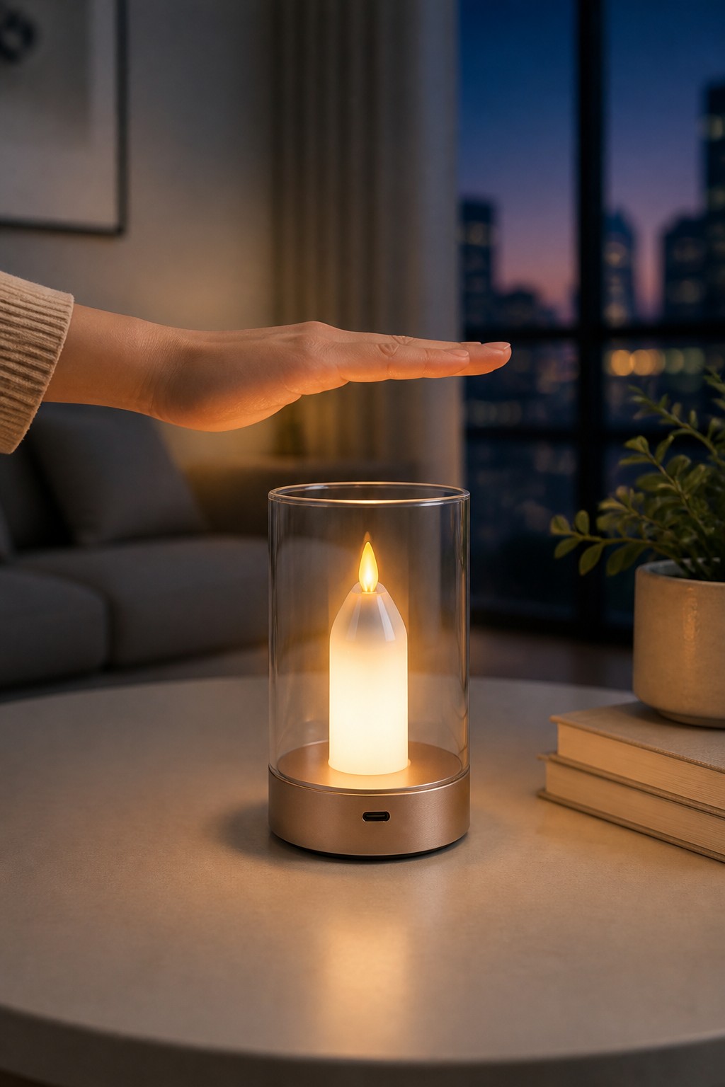 Factory Direct Smart Gesture Control Rechargeable LED Candle Lamp with Realistic Flickering Flame – Decorative Table Lamps (view 5)
